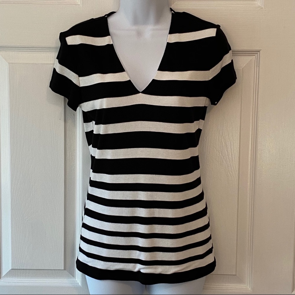 INC Women's Striped Shirt Sleeve Top Size M